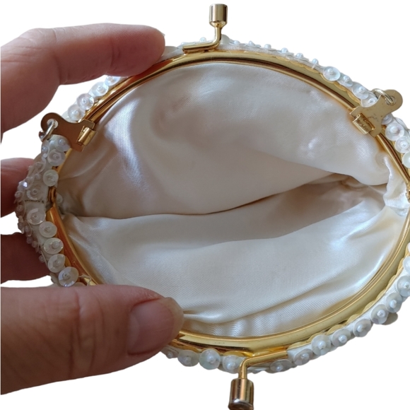 Ivory Cream Beaded with Sequin Mini Evening Handbag - Picture 6 of 17